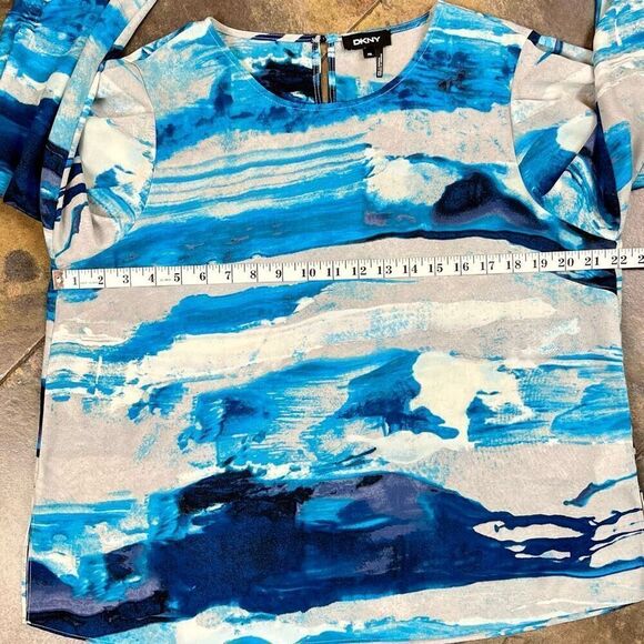 DKNY Women's Petite Round Neck Long Sleeve Allover Print Blouse PXL - Picture 7 of 11